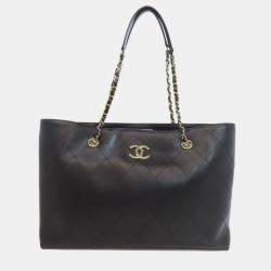 Pre Owned Chanel Chain Tote Bag Calfskin