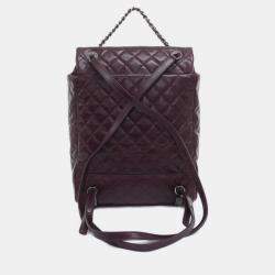 Pre Owned حقيبة ظهر شانيل بورغندي جلد