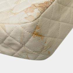 Pre Owned حقيبة كتف شانيل ماتيلسي ٢٥ كوكو مارك مزدوجة قفل سلسال وردة معدني ذهبي جلد قطن أبيض وردي