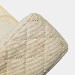 Pre Owned حقيبة كتف شانيل ماتيلسي ٢٥ كوكو مارك مزدوجة قفل سلسال ور دة معدني ذهبي جلد قطن أبيض وردي