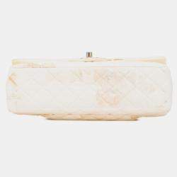 Pre Owned حقيبة كتف شانيل ماتيلسي ٢٥ كوكو مارك مزدوجة قفل سلسال وردة معدني ذهبي جلد قطن أبيض وردي