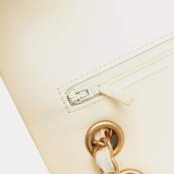 Pre Owned حقيبة كتف شانيل ماتيلسي ٢٥ كوكو مارك مزدوجة قفل سلسال وردة معدني ذهبي جلد قطن أبيض وردي