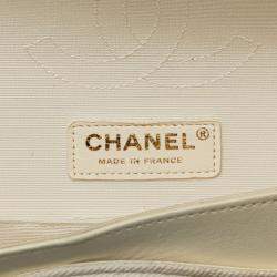 Pre Owned حقيبة كتف شانيل ماتيلسي ٢٥ كوكو مارك مزدوجة قفل سلسال وردة معدني ذهبي جلد قطن أبيض وردي