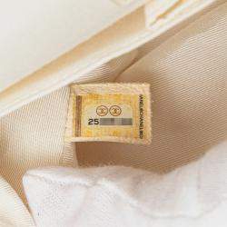 Pre Owned حقيبة كتف شانيل ماتيلسي ٢٥ كوكو مارك مزدوجة قفل سلسال وردة معدني ذهبي جلد قطن أبيض وردي