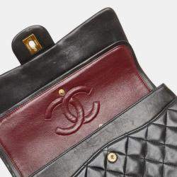 مملوكة مسبقًا حقيبة كتف سلسلة شانيل ماتيلسي علامة كوكو دابل فلاب جلد الخروف أسود