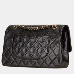 مملوكة مسبقًا حقيبة كتف سلسلة شانيل ماتيلسي علامة كوكو دابل فلاب جلد الخروف أسود