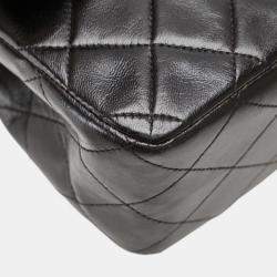 مملوكة مسبقًا حقيبة كتف سلسلة شانيل ماتيلسي علامة كوكو دابل فلاب جلد الخروف أسود