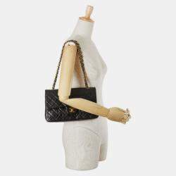 مملوكة مسبقًا حقيبة كتف سلسلة شانيل ماتيلسي علامة كوكو دابل فلاب جلد الخروف أسود