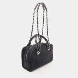 مملوكة مسبقًا Chanel Deauville Bowling Bag Shoulder Canvas Leather Black