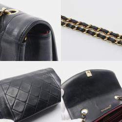 Pre Owned Chanel Matelasse Diana Flap Shoulder Bag Lambskin (Sheepskin) Black