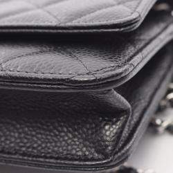 Pre Owned حقيبة كتف شانيل ماتلاسي جلد العجل أسود