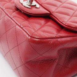 مملوكة مسبقًا حقيبة كتف شانيل ميني متلاص جلد عجل محبب أحمر