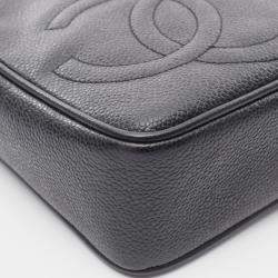 Pre Owned Chanel Triple Coco Mark Shoulder Bag Caviar Skin (Grained Calf) Black