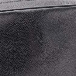 Pre Owned Chanel Triple Coco Mark Shoulder Bag Caviar Skin (Grained Calf) Black