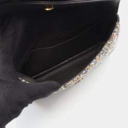 Pre Owned Chanel Coco Mark Shoulder Bag Fabric Leather Gray