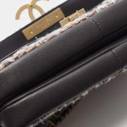 Pre Owned Chanel Coco Mark Shoulder Bag Fabric Leather Gray