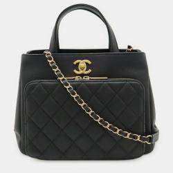 مملوكة مسبقًا Chanel Matelasse Small Handbag With Chain Shoulder Strap Caviar Skin Black