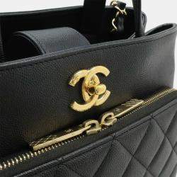 مملوكة مسبقًا Chanel Matelasse Small Handbag With Chain Shoulder Strap Caviar Skin Black