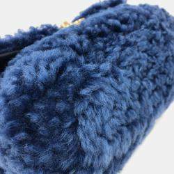 Pre Owned Chanel Mouton Matelasse Chanel19 2-Tone Chain Shoulder Handbag Mouton Women'S Blue