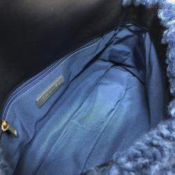 Pre Owned Chanel Mouton Matelasse Chanel19 2-Tone Chain Shoulder Handbag Mouton Women'S Blue