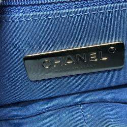 Pre Owned Chanel Mouton Matelasse Chanel19 2-Tone Chain Shoulder Handbag Mouton Women'S Blue