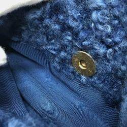 Pre Owned Chanel Mouton Matelasse Chanel19 2-Tone Chain Shoulder Handbag Mouton Women'S Blue