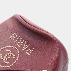 مملوكة مسبقًا حقيبة شانيل دوفيل كتف حبيبية جلد العجل بوردو