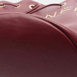 مملوكة مسبقًا حقيبة شانيل دوفيل كتف حبيبية جلد العجل بوردو