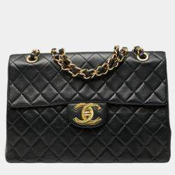 مملوكة مسبقًا Chanel Coco Mark Deca Matelasse 34 Crossbody Chain Shoulder Bag In Black Leather