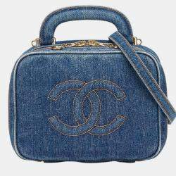 مملوكة مسبقًا Chanel Coco Mark Vanity Bag Shoulder 2-Way Indigo Blue Denim