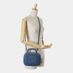 مملوكة مسبقًا Chanel Coco Mark Vanity Bag Shoulder 2-Way Indigo Blue Denim
