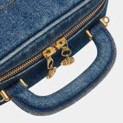 مملوكة مسبقًا Chanel Coco Mark Vanity Bag Shoulder 2-Way Indigo Blue Denim