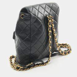 Pre Owned Chanel Matelasse Backpack Lambskin (Sheepskin) Black