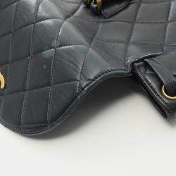 Pre Owned Chanel Matelasse Backpack Lambskin (Sheepskin) Black