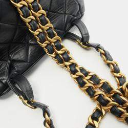 Pre Owned Chanel Matelasse Backpack Lambskin (Sheepskin) Black