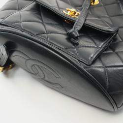 Pre Owned Chanel Matelasse Backpack Lambskin (Sheepskin) Black