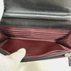 مملوكة مسبقًا Chanel Matelasse Coco Mark Classic Chain Wallet Crossbody Bag Shoulder Caviar Skin Black