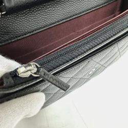مملوكة مسبقًا Chanel Matelasse Coco Mark Classic Chain Wallet Crossbody Bag Shoulder Caviar Skin Black