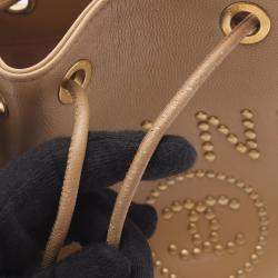 Pre Owned Chanel Deauville Shoulder Bag In Calfskin Leather Beige