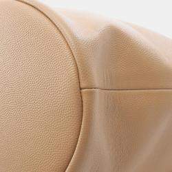 Pre Owned Chanel Deauville Shoulder Bag In Calfskin Leather Beige