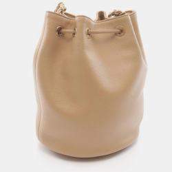 Pre Owned Chanel Deauville Shoulder Bag In Calfskin Leather Beige