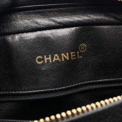 Pre Owned Chanel Mademoiselle Deka Coco Mark Shoulder Bag In Grained Calfskin Leather Black