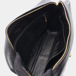 Pre Owned Chanel Mademoiselle Deka Coco Mark Shoulder Bag In Grained Calfskin Leather Black