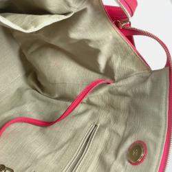 Pre Owned Chanel Cc Coco Mark Logo Deauville Boston Bag 2Way Handbag W Chain Shoulder Canvas Pink