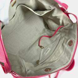Pre Owned Chanel Cc Coco Mark Logo Deauville Boston Bag 2Way Handbag W Chain Shoulder Canvas Pink