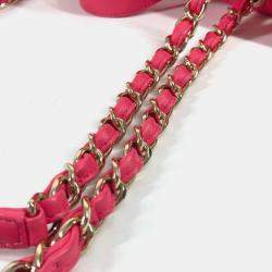 Pre Owned Chanel Cc Coco Mark Logo Deauville Boston Bag 2Way Handbag W Chain Shoulder Canvas Pink