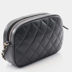 Pre Owned حقيبة كتف شانيل ماتيلسي جلد عجل محبب أسود