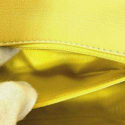 Pre Owned حقيبة يد / كتف شانيل سي كو مارك ستيتش ماتلاسي من جلد العجل أصفر مع سلسلة 2 وات