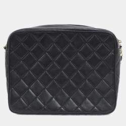 Pre Owned Chanel Black Lambskin Leather Shoulder Bag