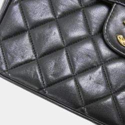 Pre Owned Chanel Black Lambskin Leather Shoulder Bag